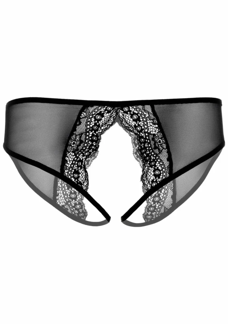 Kalhotky s otevřeným rozkrokem Daring Intimates Angel Naughty, síťovina a krajka, černé - obrázek 4