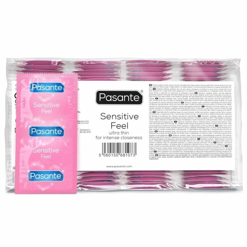Ultratenké kondomy Pasante Sensitive Feel, 52 mm, 144 ks