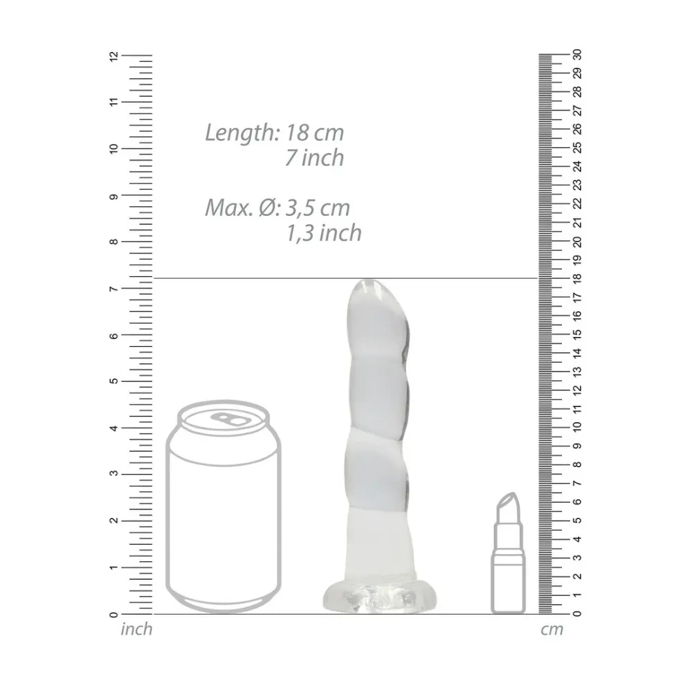 Dildo s přísavkou RealRock Crystal Clear, nerealistické, průhledné, 17 cm - obrázek 4
