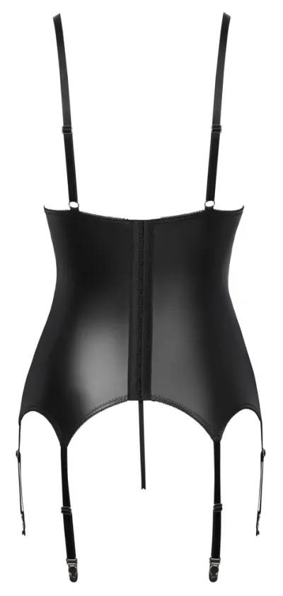 Komplet Cottelli Lingerie, korzet s podvazky a tanga, černý s fialovou krajkou, M - obrázek 8