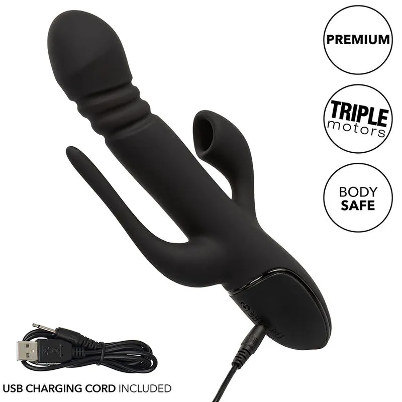 Rabbit vibrátor CalExotics Triple Euphoria s přirážením a sáním, černý - obrázek 10
