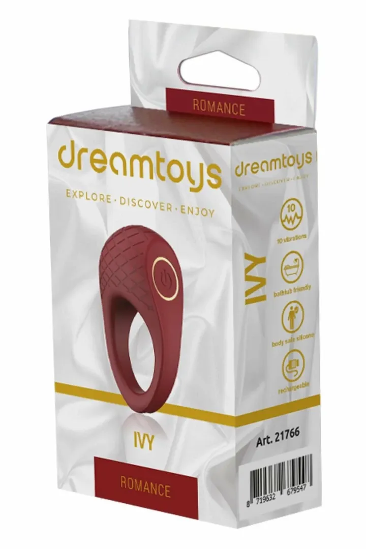 Vibrační erekční kroužek Dream Toys Romance Ivy, silikon, nabíjecí, červený