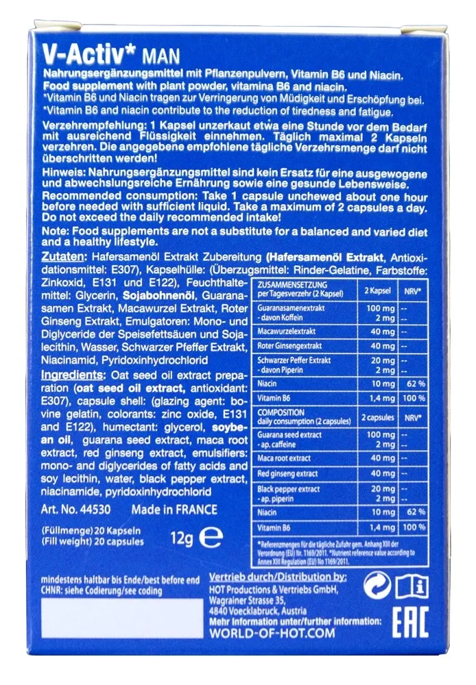 Kapsle pro muže HOT V-Activ Caps Man, 20 ks - obrázek 6