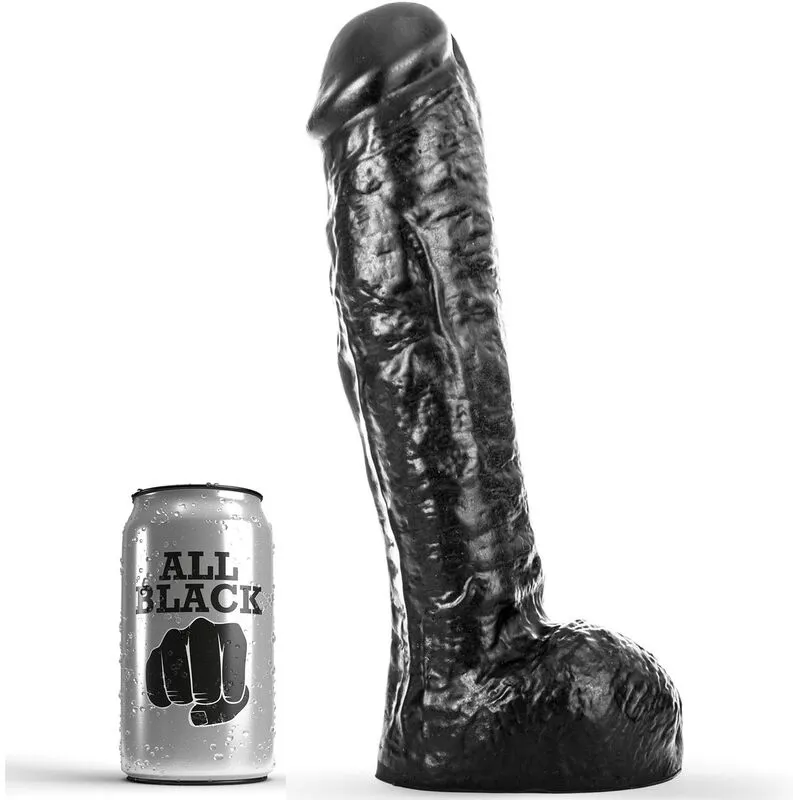 Velké realistické dildo All Black, 29 cm, černé
