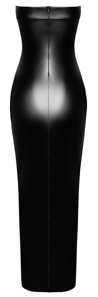 Dlouhé šaty Noir Handmade Orgia bez ramínek, powerwetlook, černé, L - obrázek 6