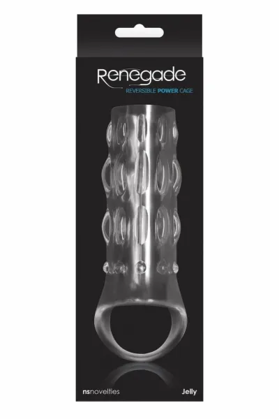 Návlek na penis Renegade Power Cage s výstupky, oboustranný, průhledný, TPE