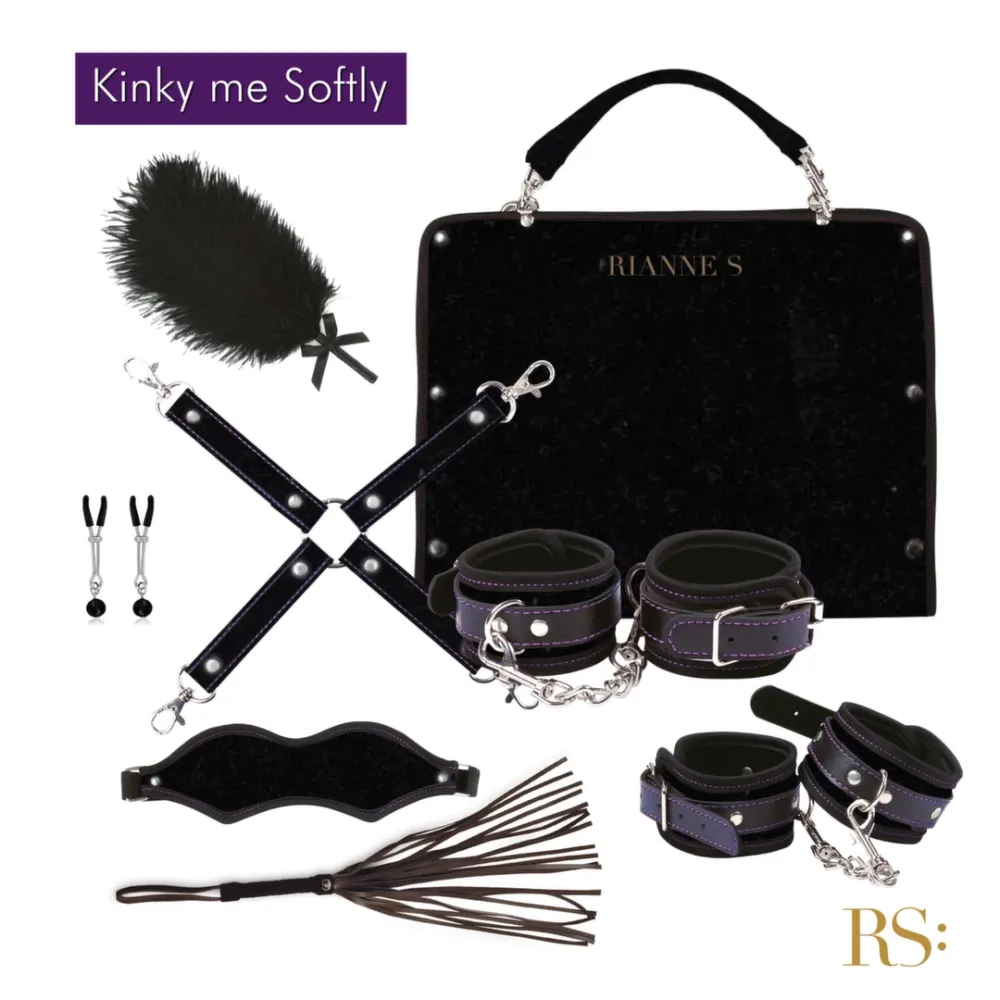 BDSM sada Rianne S Soiree Kinky Me Softly v kabelce, 7 dílů, černá
