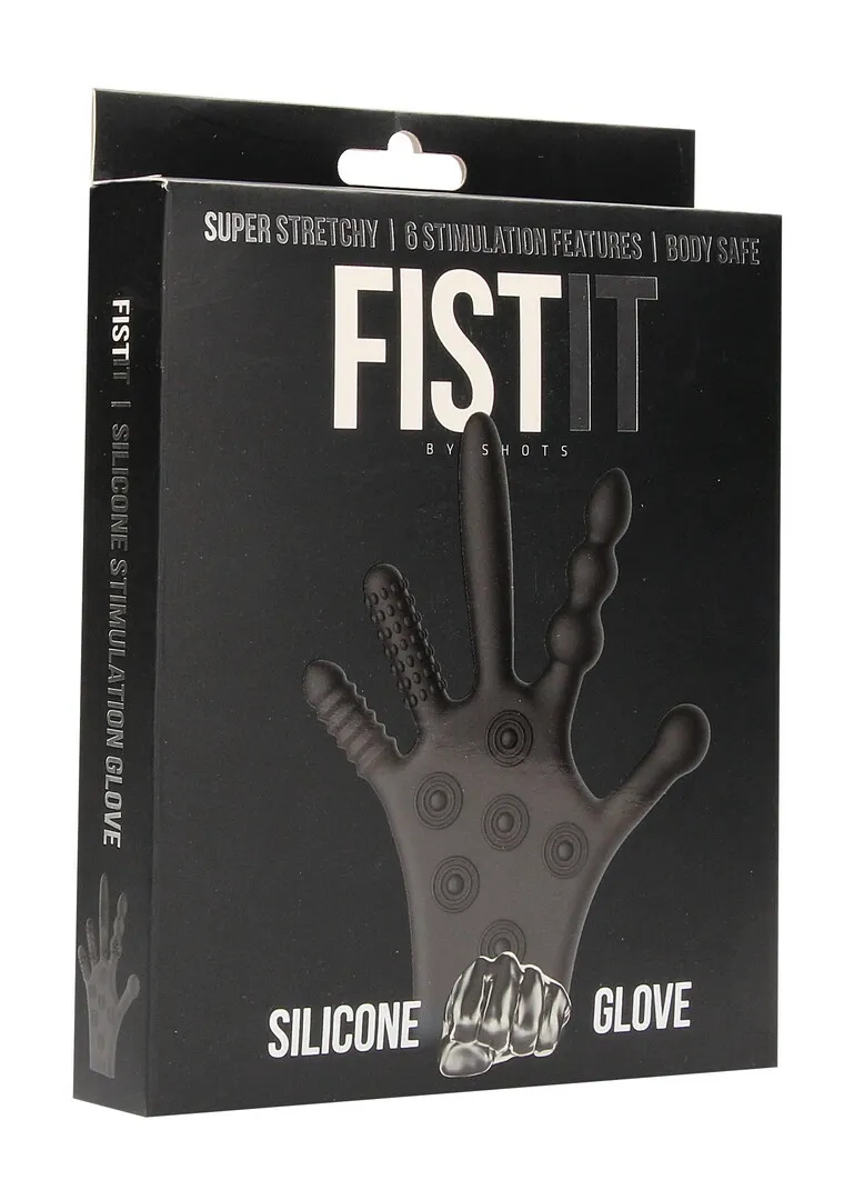 Silikonová stimulační rukavice Fist It s texturami, černá - obrázek 2