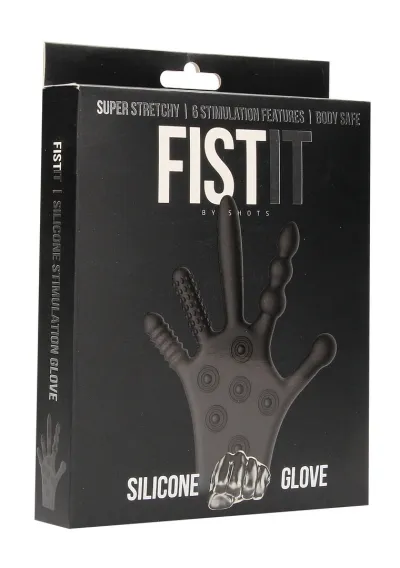 Silikonová stimulační rukavice Fist It s texturami, černá - obrázek 2