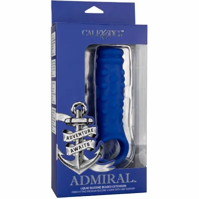 Návlek na penis s kuličkami CalExotics Admiral, tekutý silikon, modrý - obrázek 6