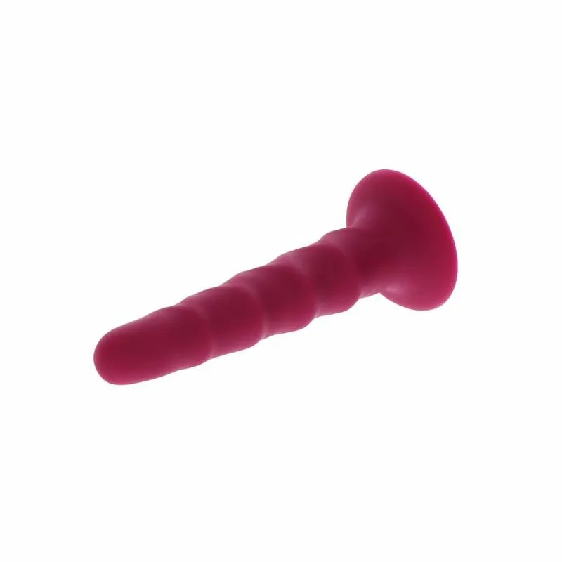 Vroubkované silikonové dildo Get Real s přísavkou, 12 cm, červené - obrázek 4