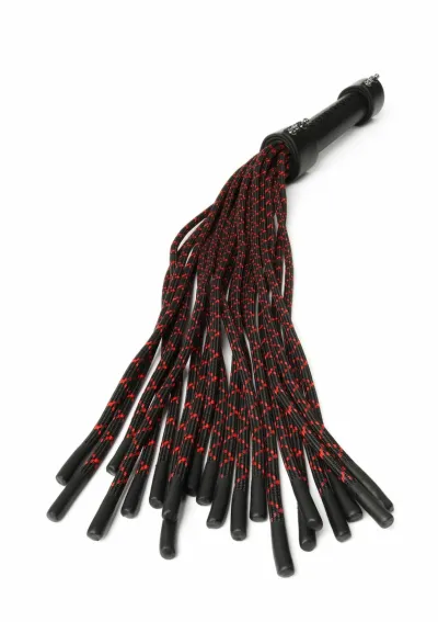 Kožené důtky s uzlíky Hidden Desire Genuine Leather Knot Flogger, 55 cm, černo-červené - obrázek 3