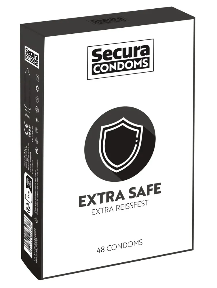 Zesílené kondomy Secura Extra Safe, 52 mm, 48 ks