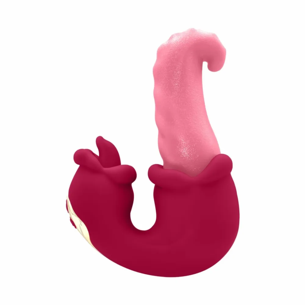 Rabbit vibrátor Teazers Double Tongue, silikonový, růžový - obrázek 4