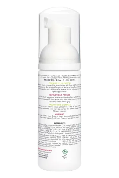 Bio intimní mycí pěna EXSENS Intime Fresh, růže a aloe vera, 150 ml - obrázek 3