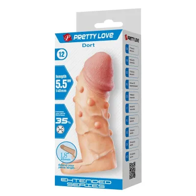 Prodlužovací návlek na penis Pretty Love Dort, 14 cm, Ø 4 cm, tělový - obrázek 3