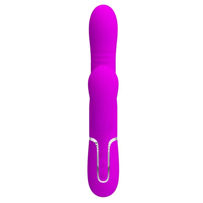 Multifunkční rabbit vibrátor na bod G Pretty Love s přirážením, fuchsiový - obrázek 3