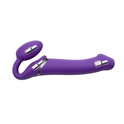 Vibrační strap-on Strap-On-Me Vibrating Bendable System M s ovladačem, fialový - obrázek 3