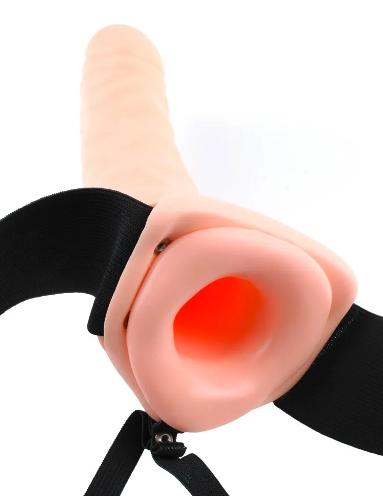 Dutý vibrační strap-on Fetish Fantasy Series, 19 cm, hnědý - obrázek 5