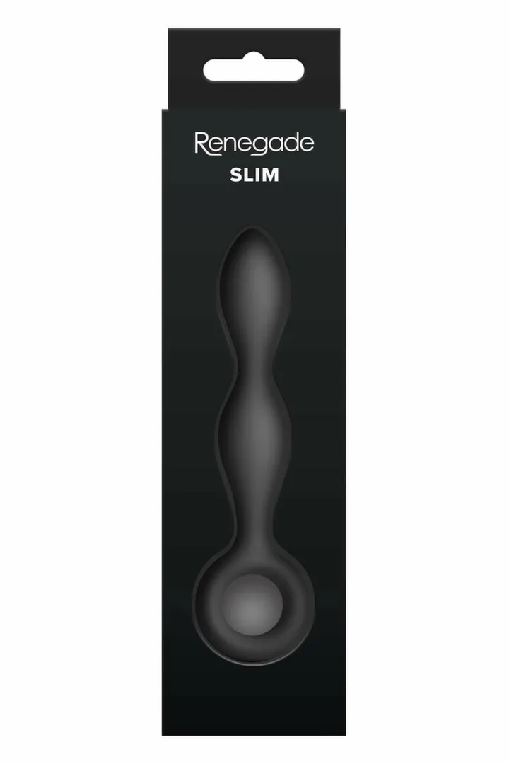 Anální kolík Renegade Slim s kroužkem na prst, silikon, černý, 12,7 cm