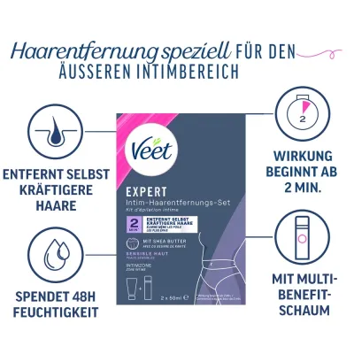 Sada pro depilaci intimních partií Veet Expert s bambuckým máslem, 2 × 50 ml - obrázek 5