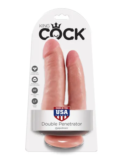 Dildo pro dvojitou penetraci King Cock Double Penetrator, tělové - obrázek 2