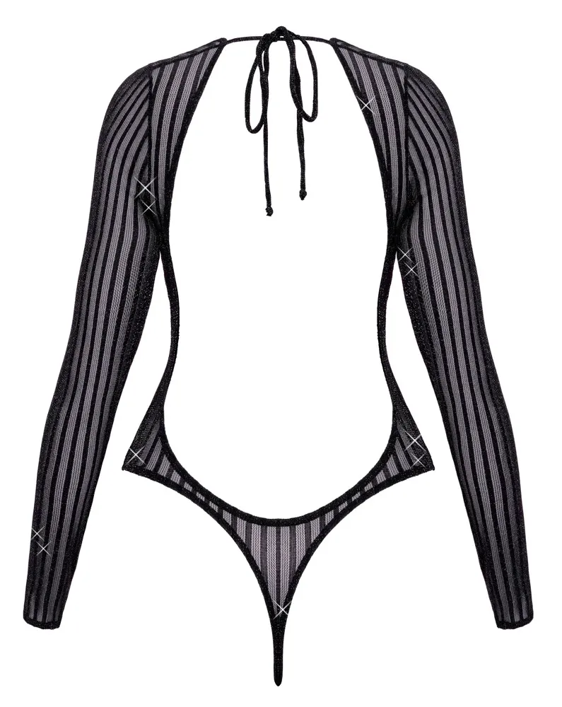 Body Cottelli Collection Fantasy s dlouhým rukávem a odhalenými zády, černé, S-L - obrázek 6