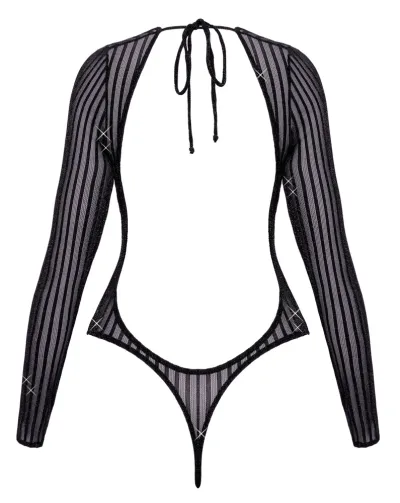 Body Cottelli Collection Fantasy s dlouhým rukávem a odhalenými zády, černé, S-L - obrázek 6
