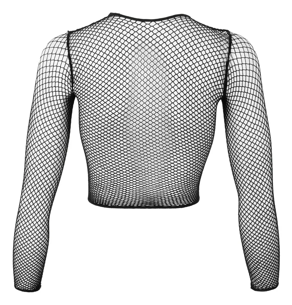 Síťované tričko Cottelli Fantasy Net Shirt s 3/4 rukávy, průsvitné, černé, S-L - obrázek 7