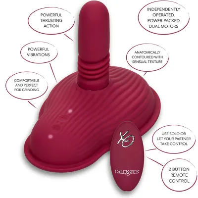 Vibrátor CalExotics Dual Rider s dálkovým ovládáním a přirážením, červený - obrázek 16