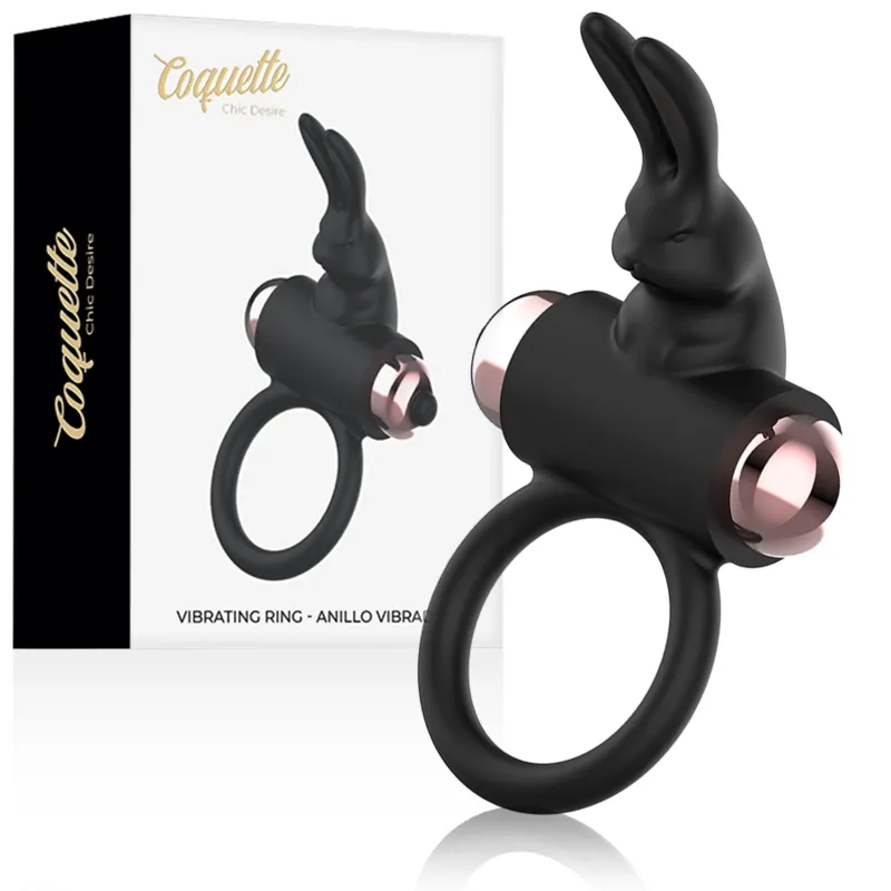 Vibrační erekční kroužek Coquette Chic Desire, černý/zlatý