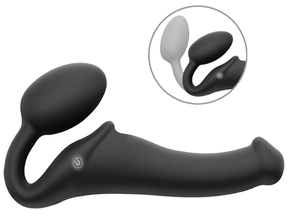 Vibrační strap-on Strap-On-Me Vibrating Bendable, 3 motory, černý, 15,2 cm - obrázek 2