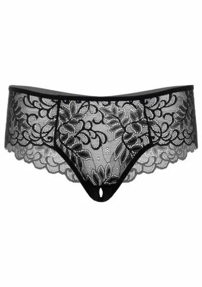 Krajkové kalhotky cheeky Ella s otevřeným rozkrokem, černé - obrázek 4