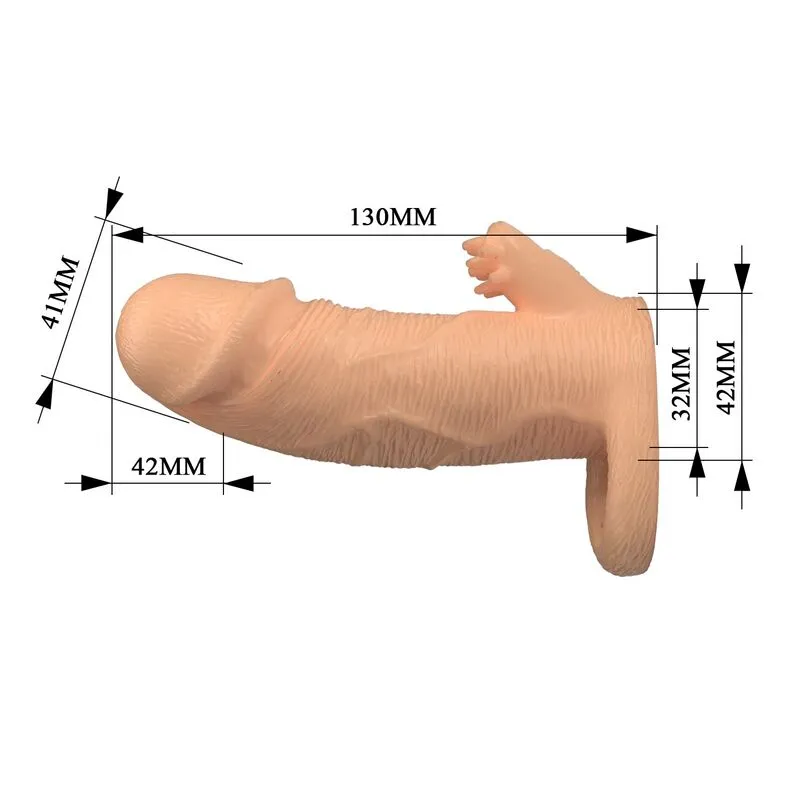 Prodlužovací návlek na penis Pretty Love Roderic, 13 cm, Ø 3,8 cm, tělový - obrázek 6