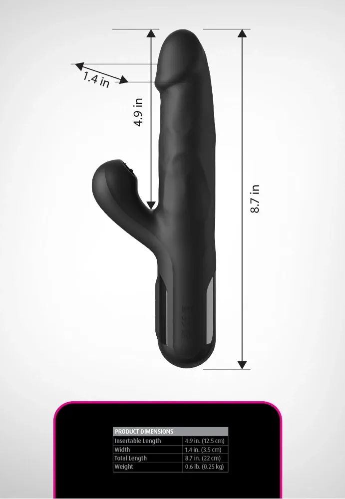 Přirážecí rabbit vibrátor Fetish Fantasy Series Sonix, silikonový, černý, 23 cm - obrázek 7