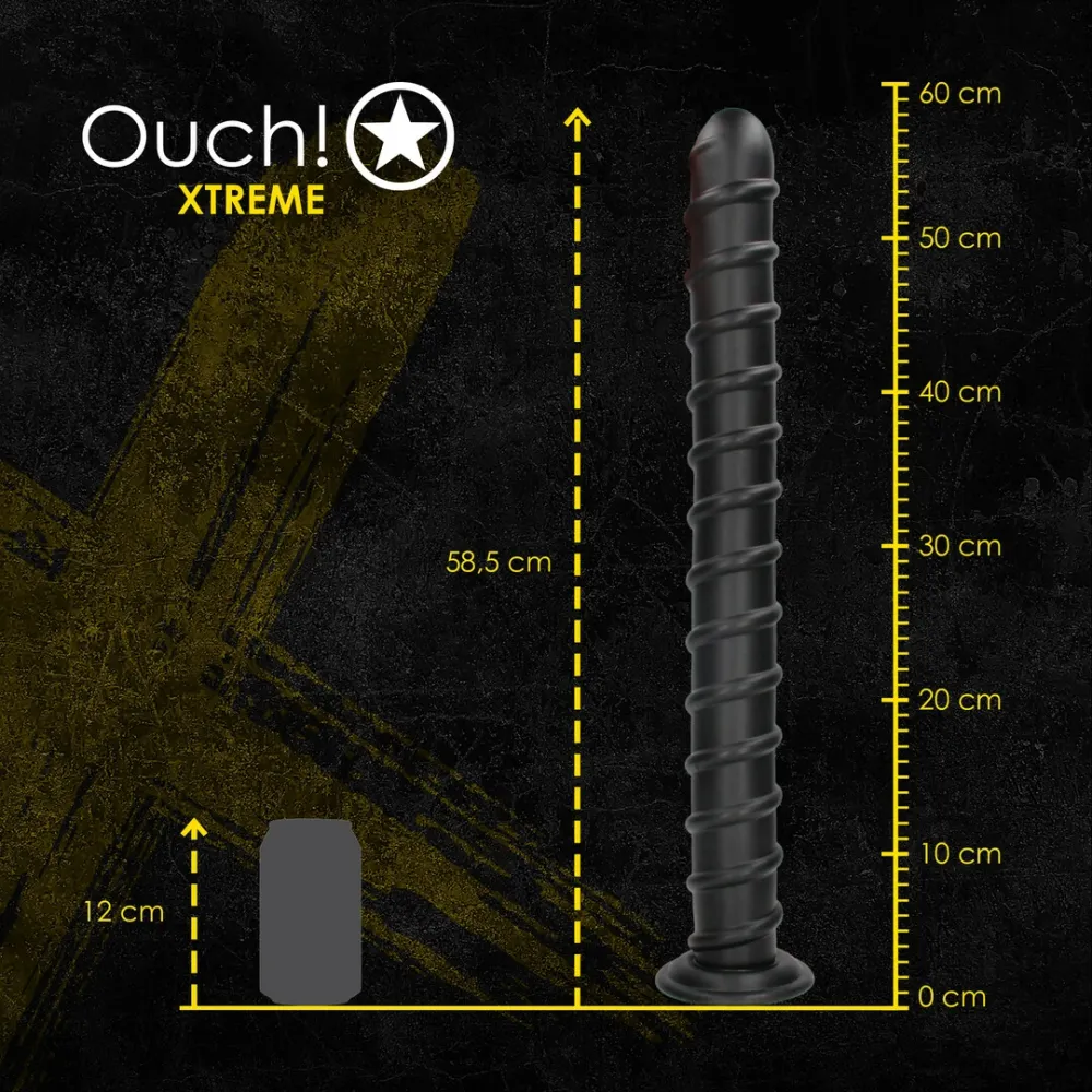 Extra dlouhý spirálový anální kolík Ouch! Pole of Power s přísavkou, černý, 56,5 cm - obrázek 7