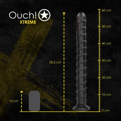 Extra dlouhý spirálový anální kolík Ouch! Pole of Power s přísavkou, černý, 56,5 cm - obrázek 7