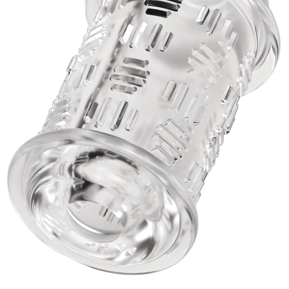 Vložka do masturbátoru The Handy Stamina Sleeve Flow, otevřená, 9,6 cm, průhledná - obrázek 2