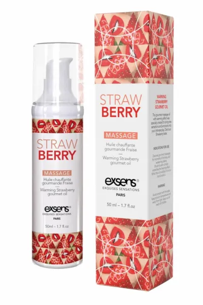 Hřejivý masážní olej EXSENS Strawberry, jahoda, 50 ml - obrázek 2