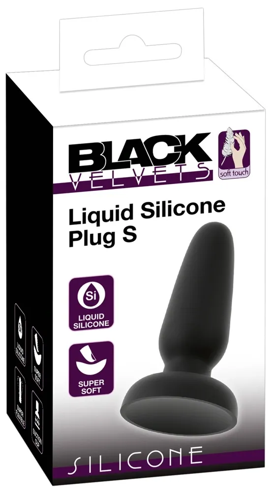 Anální kolík Black Velvets Silicone Plug S, malý, s přísavkou, černý, 10,5 cm