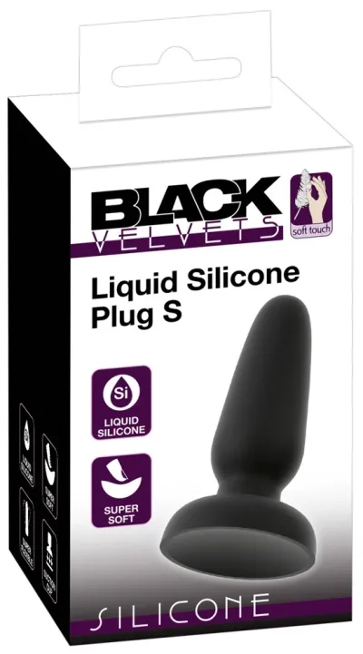 Anální kolík Black Velvets Silicone Plug S, malý, s přísavkou, černý, 10,5 cm