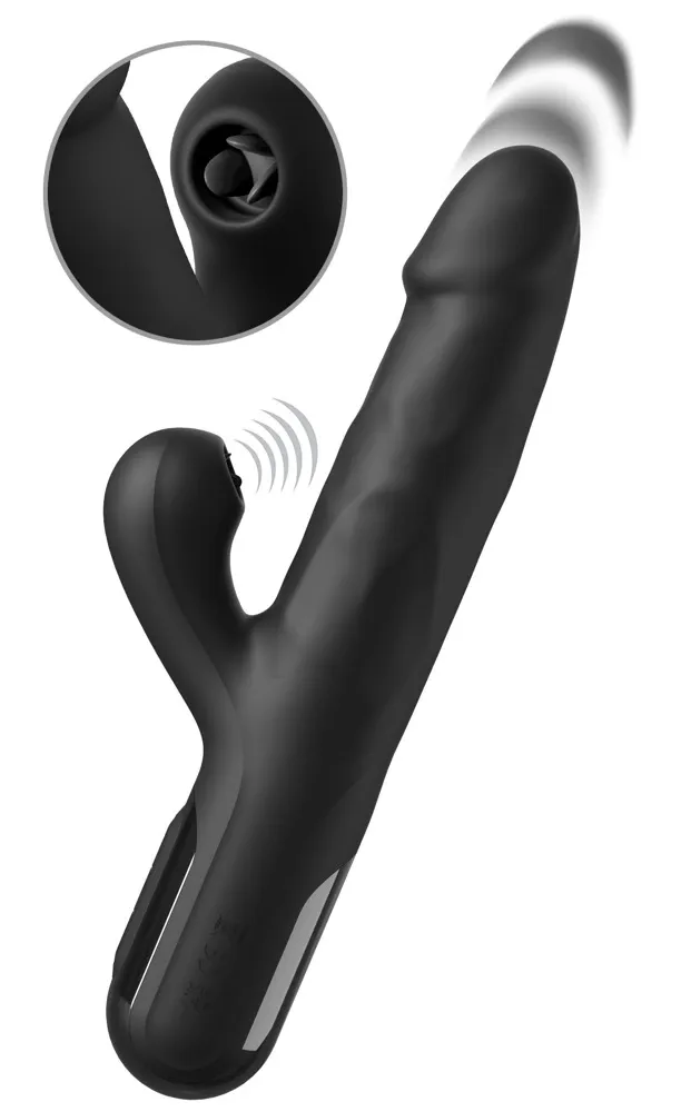 Přirážecí rabbit vibrátor Fetish Fantasy Series Sonix, silikonový, černý, 23 cm - obrázek 2