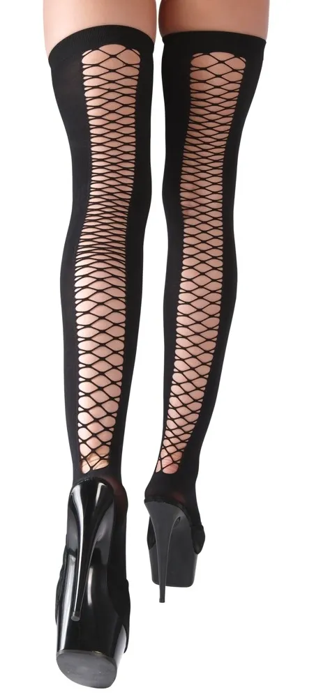 Punčochy se síťovaným švem vzadu Cottelli Collection, černé, S/M - obrázek 3