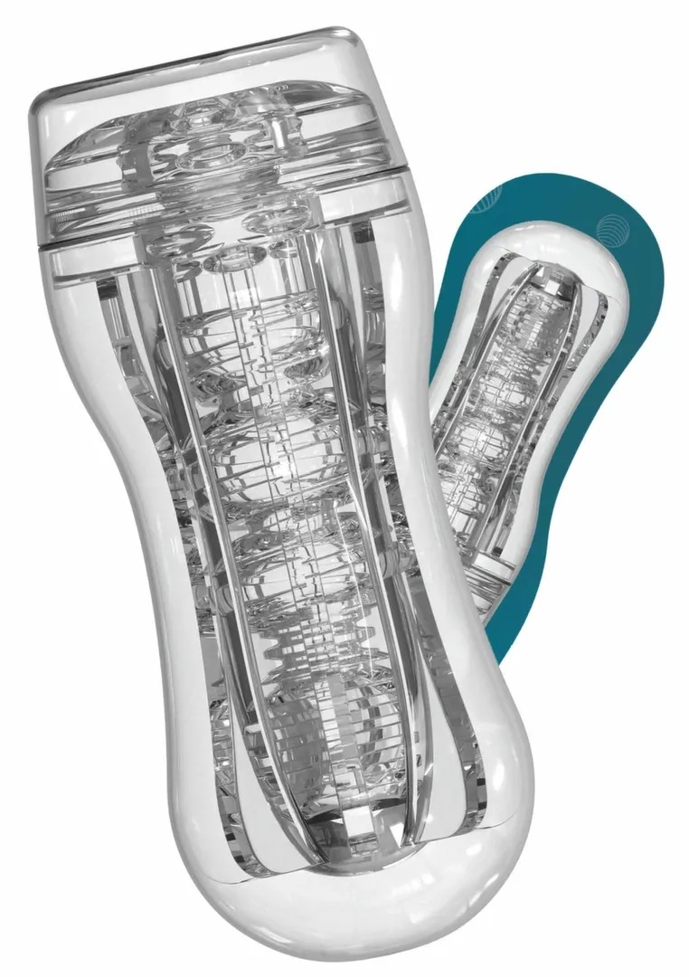 Masturbátor TOYJOY HERO Clear Wave s nastavitelným podtlakem, průhledný