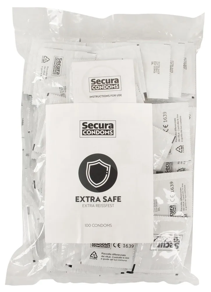 Zesílené kondomy Secura Extra Safe, 52 mm, 100 ks