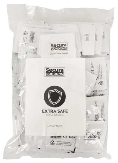 Zesílené kondomy Secura Extra Safe, 52 mm, 100 ks