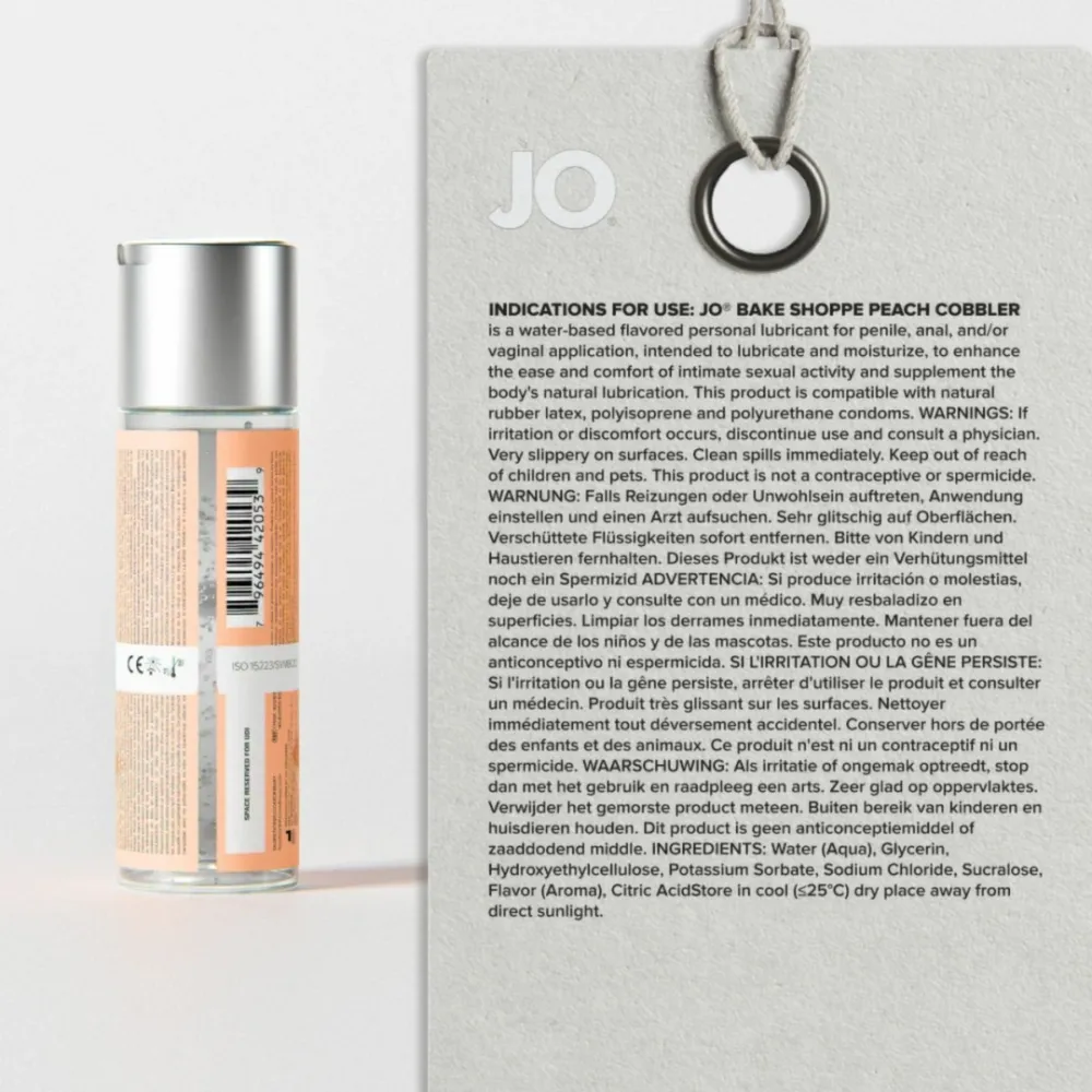 Lubrikační gel JO Bake Shoppe Peach Cobbler, na vodní bázi, 60 ml - obrázek 6