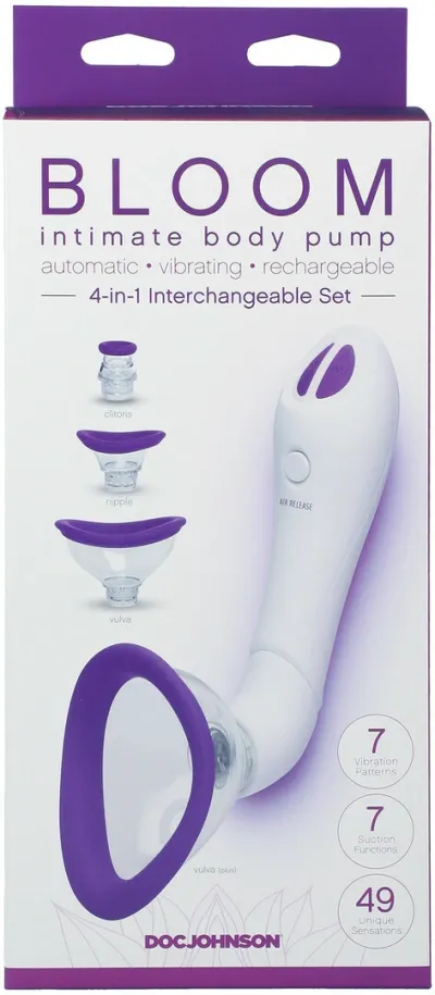 Vakuová pumpa pro ženy CalExotics Intimate Body Pump s vibracemi, 4 nástavce - obrázek 3