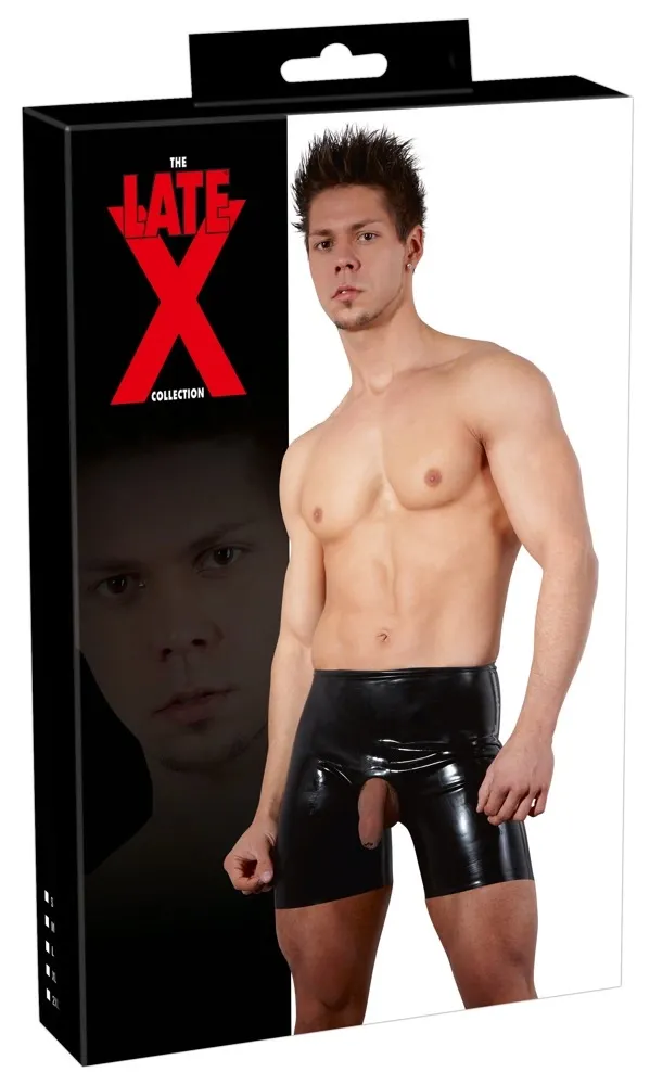 Pánské latexové boxerky LateX s otvorem vpředu, černé, S