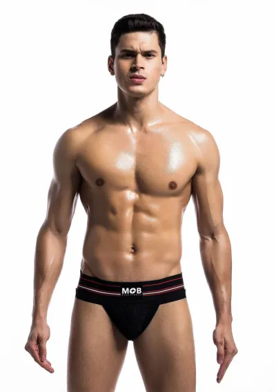 Pánský jockstrap MOB Eroticwear Fetish Classic Wide, černý, M